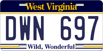 WV license plate DWN697