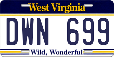 WV license plate DWN699