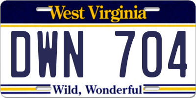 WV license plate DWN704