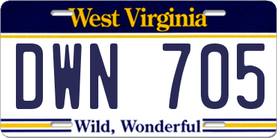 WV license plate DWN705