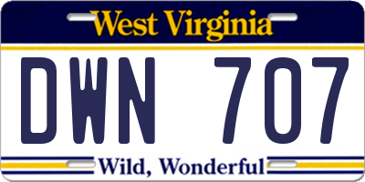 WV license plate DWN707