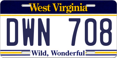 WV license plate DWN708