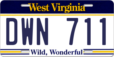 WV license plate DWN711