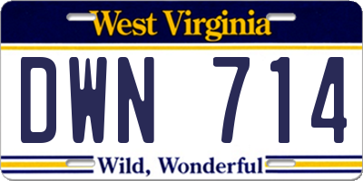 WV license plate DWN714