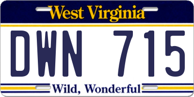 WV license plate DWN715
