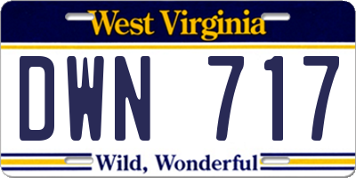WV license plate DWN717