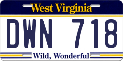 WV license plate DWN718