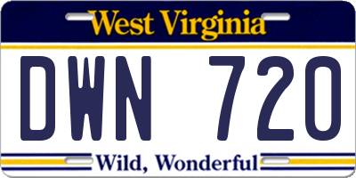 WV license plate DWN720