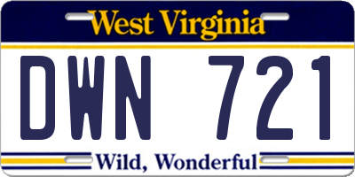 WV license plate DWN721