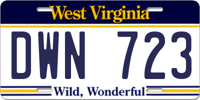 WV license plate DWN723