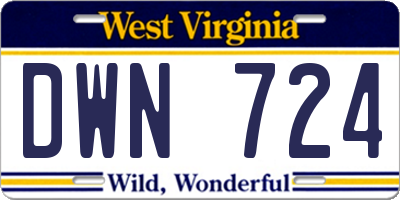 WV license plate DWN724