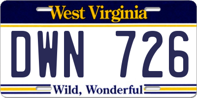 WV license plate DWN726