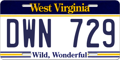 WV license plate DWN729