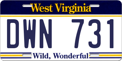 WV license plate DWN731