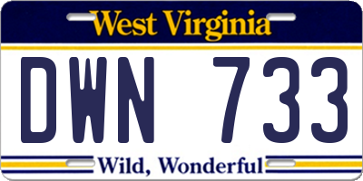 WV license plate DWN733