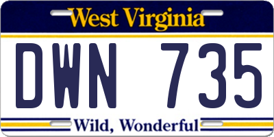 WV license plate DWN735