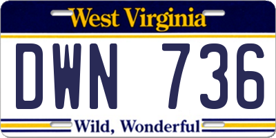 WV license plate DWN736