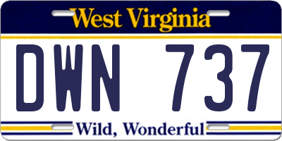 WV license plate DWN737