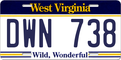 WV license plate DWN738