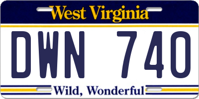 WV license plate DWN740