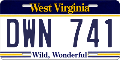 WV license plate DWN741