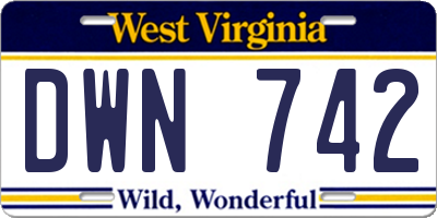 WV license plate DWN742