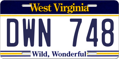WV license plate DWN748