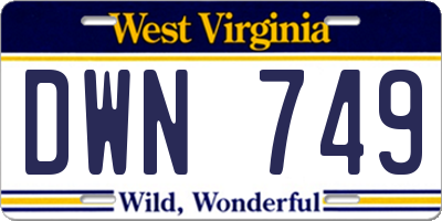 WV license plate DWN749