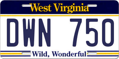 WV license plate DWN750