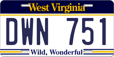 WV license plate DWN751