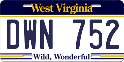 WV license plate DWN752