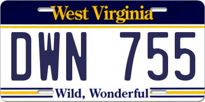WV license plate DWN755