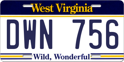 WV license plate DWN756