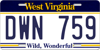 WV license plate DWN759