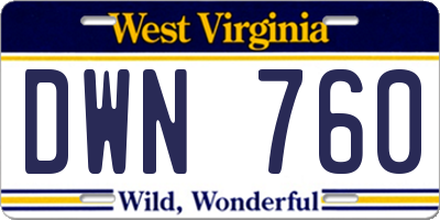 WV license plate DWN760