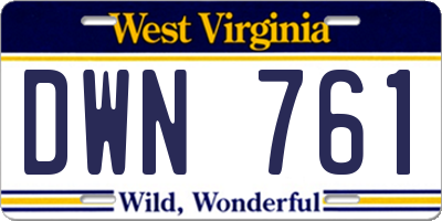 WV license plate DWN761