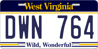 WV license plate DWN764