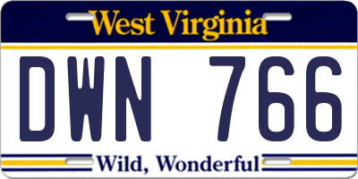 WV license plate DWN766