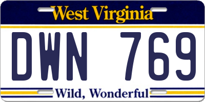 WV license plate DWN769