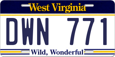 WV license plate DWN771
