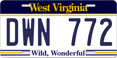 WV license plate DWN772