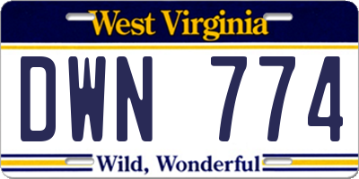 WV license plate DWN774