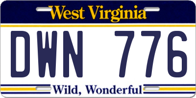 WV license plate DWN776