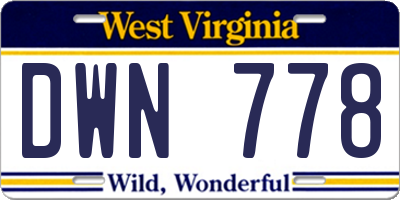 WV license plate DWN778