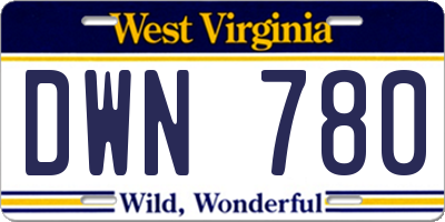WV license plate DWN780