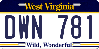 WV license plate DWN781