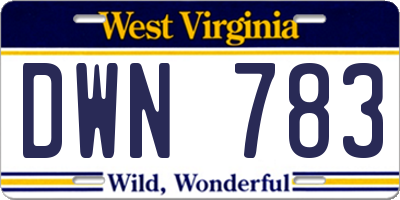 WV license plate DWN783