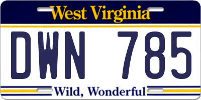 WV license plate DWN785