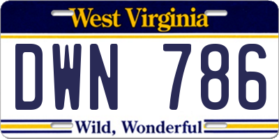 WV license plate DWN786