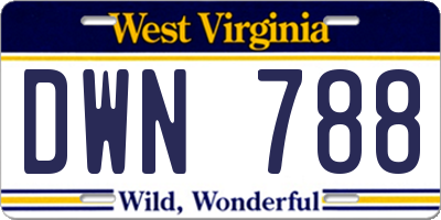 WV license plate DWN788